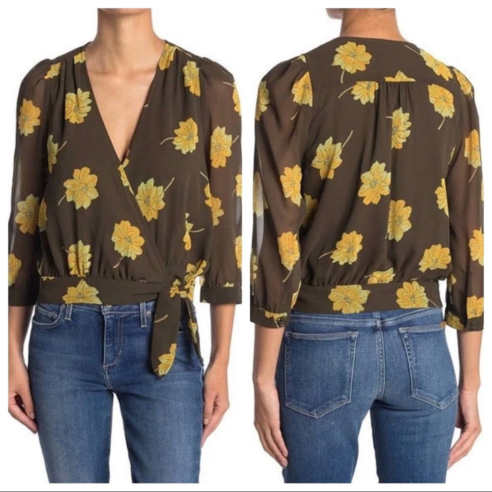 Madewell Effie floral faux wrap top